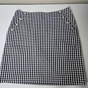 J. McLaughlin Navy & White Gingham  Mini Pencil Skirt Pockets Casual Size 10